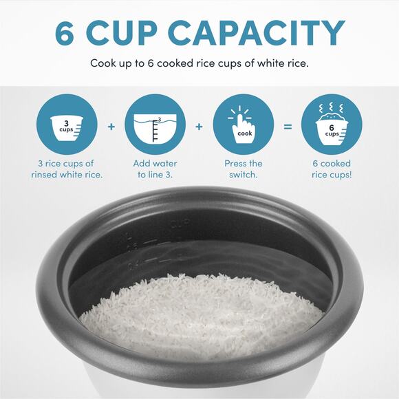 NWT Aroma 6-Cup One Touch Rice Cooker White ARC-363NG - Picture 6 of 7